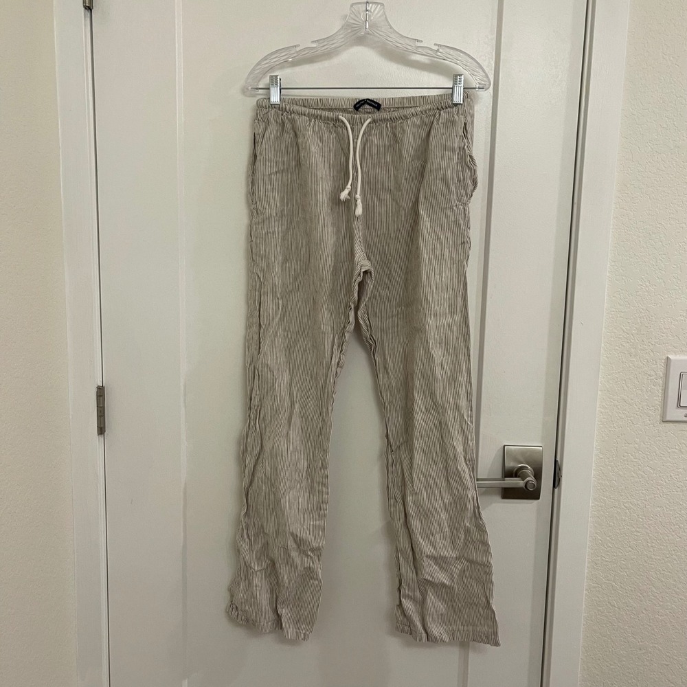 Brandy Melville Linen Striped Pants Beachy‎ Lounge Chic Trendy Breathable Summer